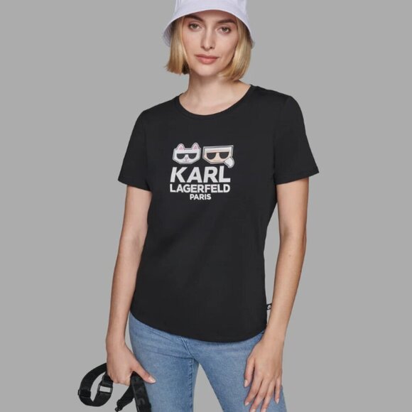 NWT! NEW! Karl Lagerfeld Paris Hotfix Choupette Embellished Cat Women T-Shirt - Picture 11 of 15